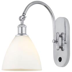 Ballston Bristol Glass 8" LED Sconce - Chrome Finish - Matte White Sha