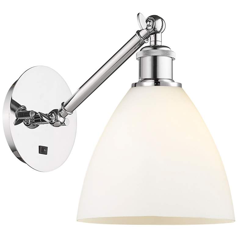 Image 1 Ballston Bristol Glass 8" LED Sconce - Chrome Finish - Matte White Sha