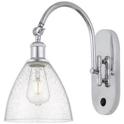 Ballston Bristol Glass 8" LED Sconce - Chrome Finish - Seedy Shade