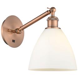 Ballston Bristol Glass 8" LED Sconce - Copper Finish - Matte White Sha