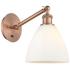 Ballston Bristol Glass 8" LED Sconce - Copper Finish - Matte White Sha