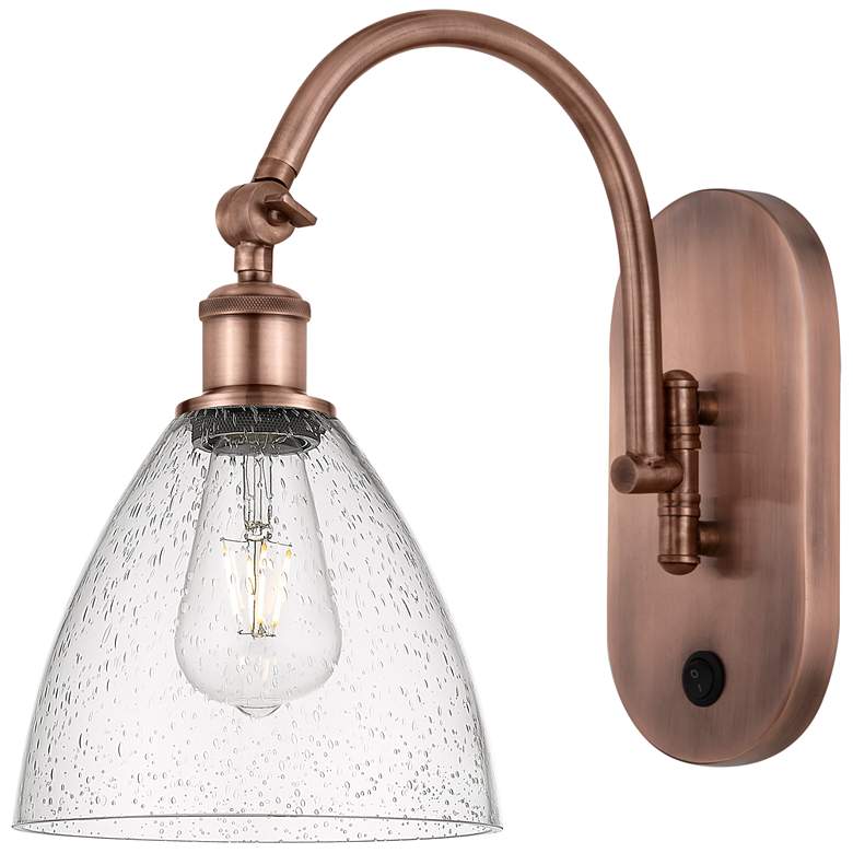 Image 1 Ballston Bristol Glass 8" LED Sconce - Copper Finish - Seedy Shade