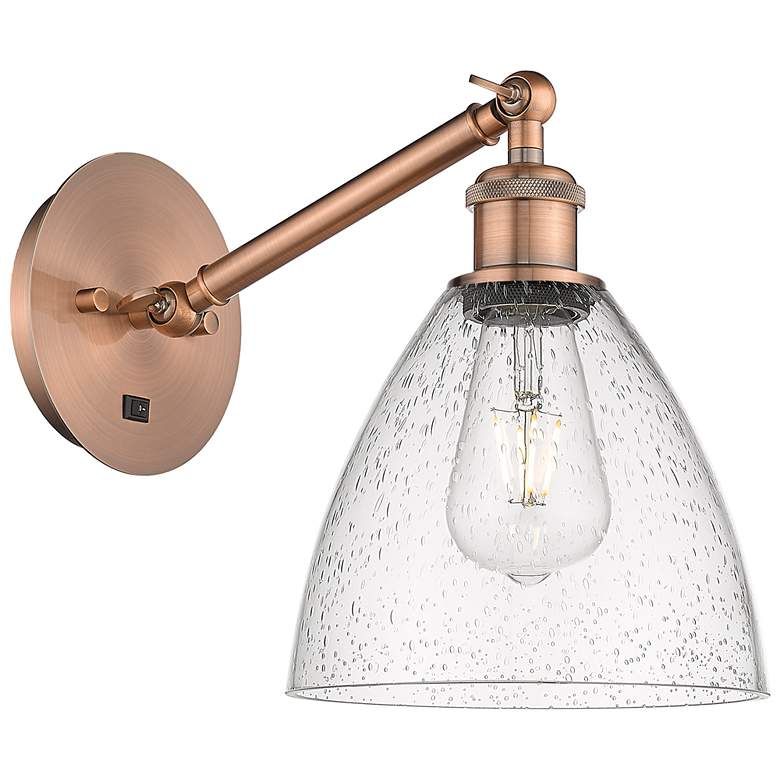 Image 1 Ballston Bristol Glass 8" LED Sconce - Copper Finish - Seedy Shade