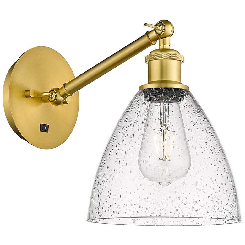Image 1 Ballston Bristol Glass 8" LED Sconce - Gold Finish - Seedy Shade