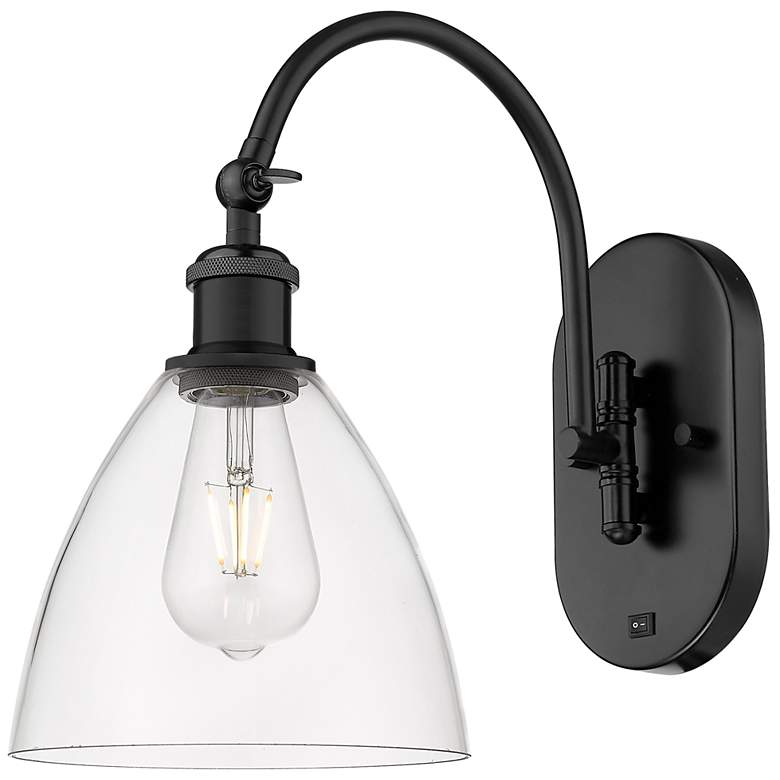 Image 1 Ballston Bristol Glass 8" LED Sconce - Matte Black Finish - Clear Shad