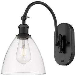 Ballston Bristol Glass 8" LED Sconce - Matte Black Finish - Clear Shad