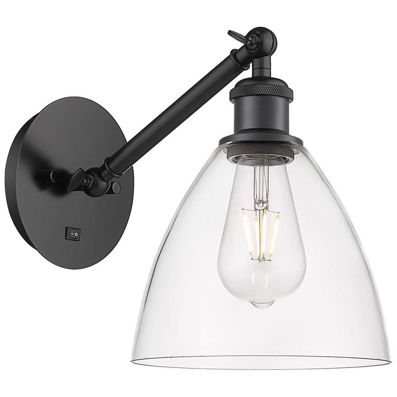 Image 1 Ballston Bristol Glass 8" LED Sconce - Matte Black Finish - Clear Shad