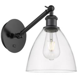 Ballston Bristol Glass 8" LED Sconce - Matte Black Finish - Clear Shad