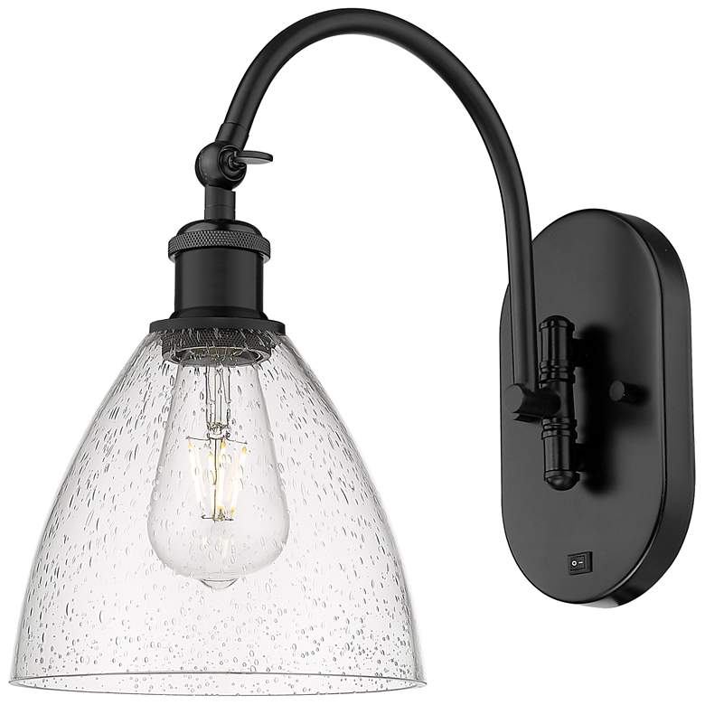Image 1 Ballston Bristol Glass 8" LED Sconce - Matte Black Finish - Seedy Shad