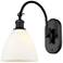 Ballston Bristol Glass 8" LED Sconce - Matte Black Finish - White Shad