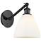 Ballston Bristol Glass 8" LED Sconce - Matte Black Finish - White Shad
