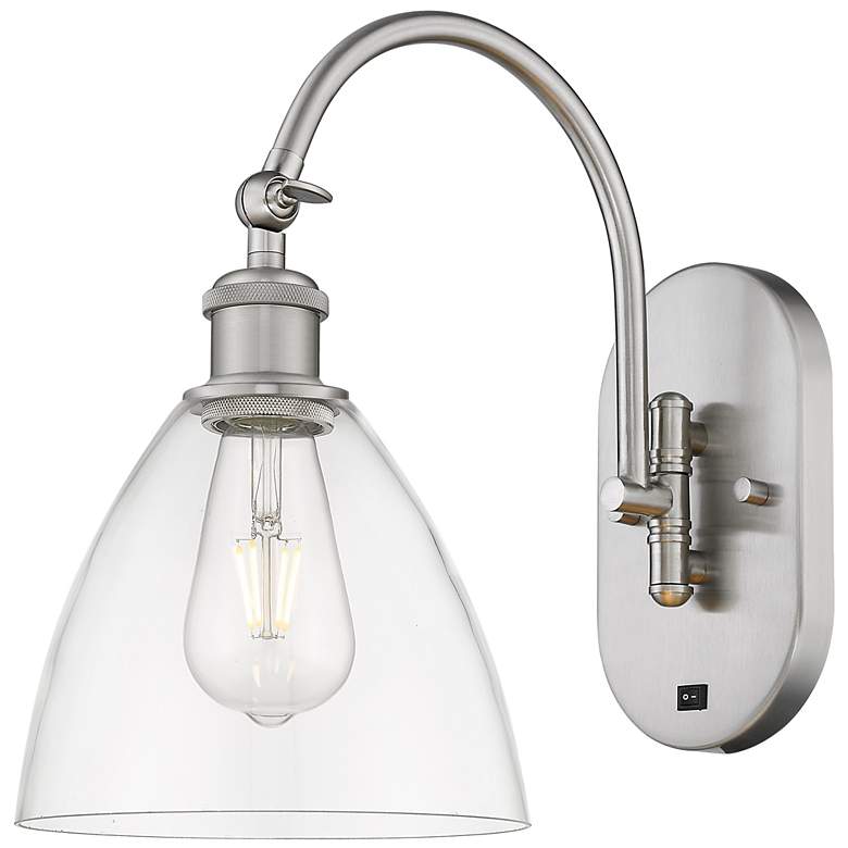 Image 1 Ballston Bristol Glass 8" LED Sconce - Nickel Finish - Clear Shade