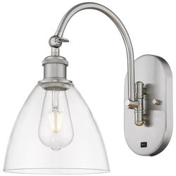 Ballston Bristol Glass 8" LED Sconce - Nickel Finish - Clear Shade
