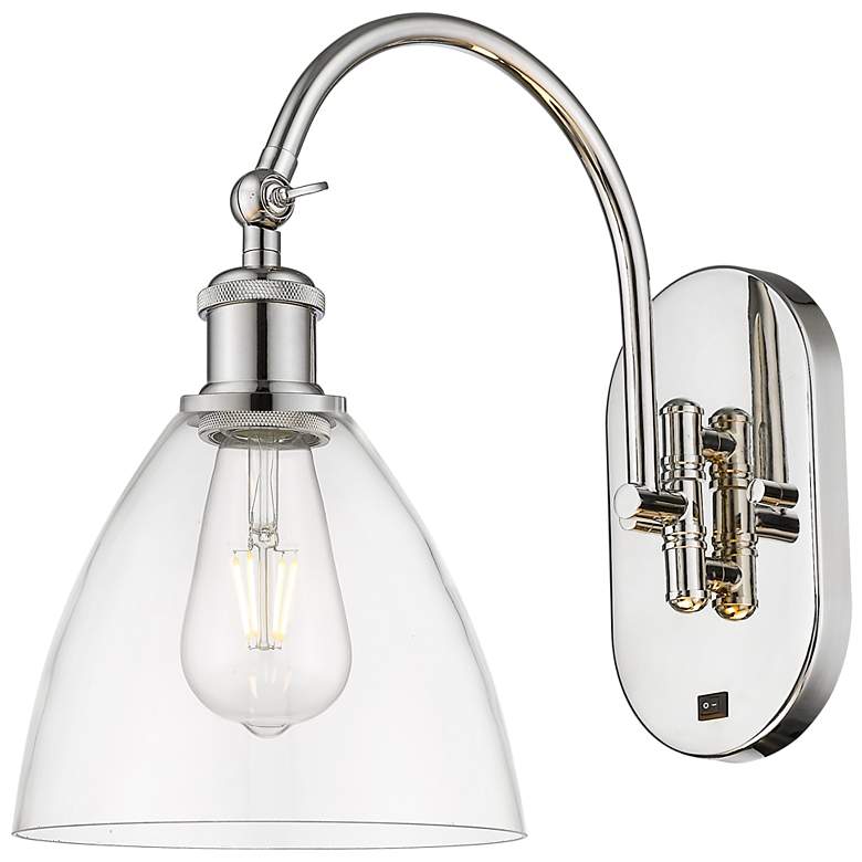 Image 1 Ballston Bristol Glass 8" LED Sconce - Nickel Finish - Clear Shade