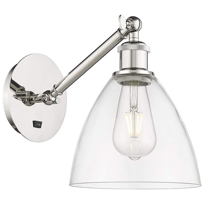 Image 1 Ballston Bristol Glass 8" LED Sconce - Nickel Finish - Clear Shade