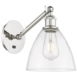 Ballston Bristol Glass 8" LED Sconce - Nickel Finish - Clear Shade