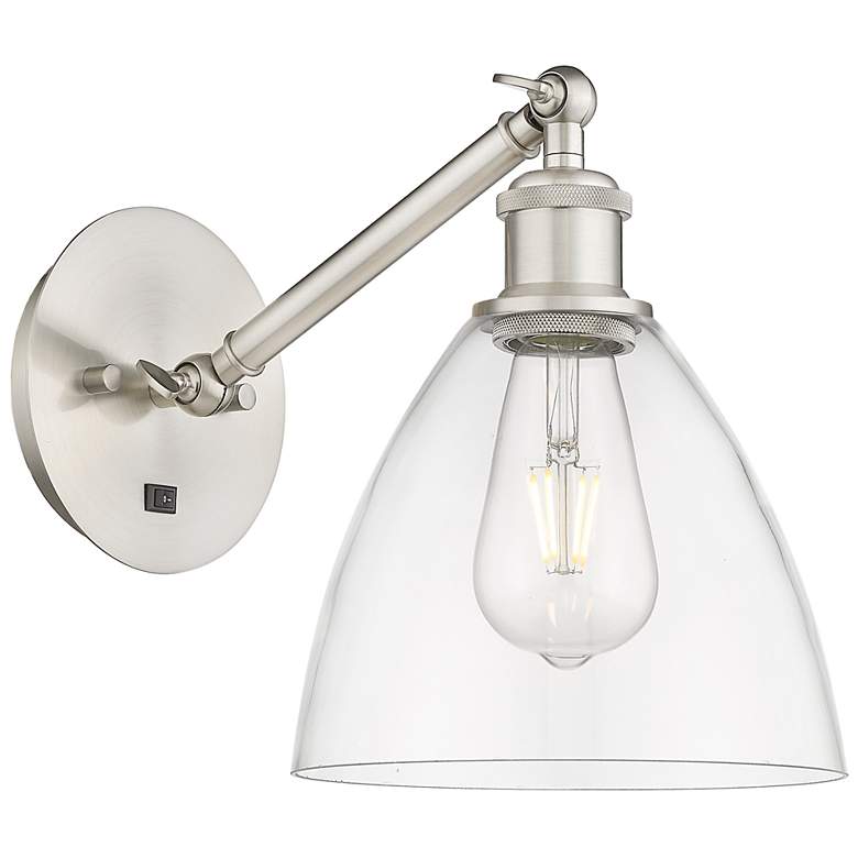 Image 1 Ballston Bristol Glass 8 inch LED Sconce - Nickel Finish - Clear Shade