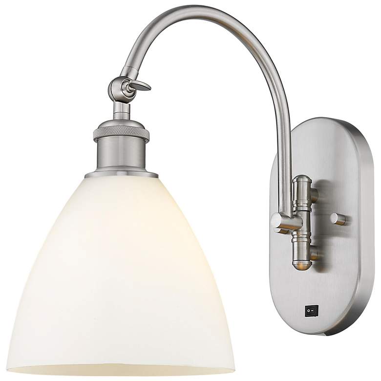 Image 1 Ballston Bristol Glass 8" LED Sconce - Nickel Finish - Matte White Sha
