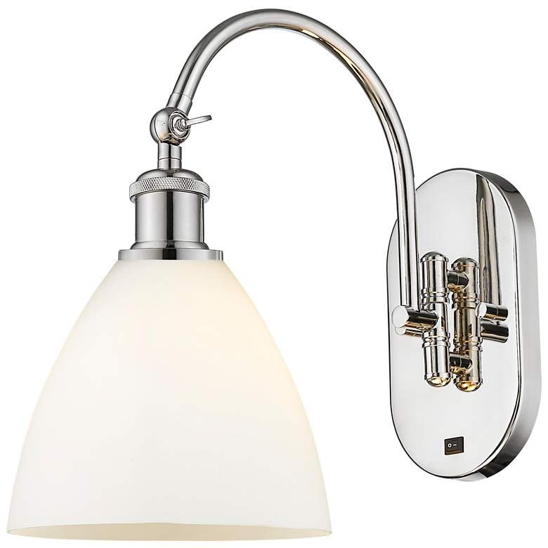 Image 1 Ballston Bristol Glass 8" LED Sconce - Nickel Finish - Matte White Sha