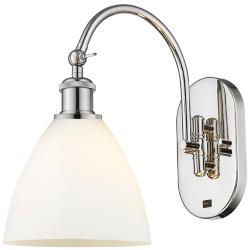 Ballston Bristol Glass 8" LED Sconce - Nickel Finish - Matte White Sha