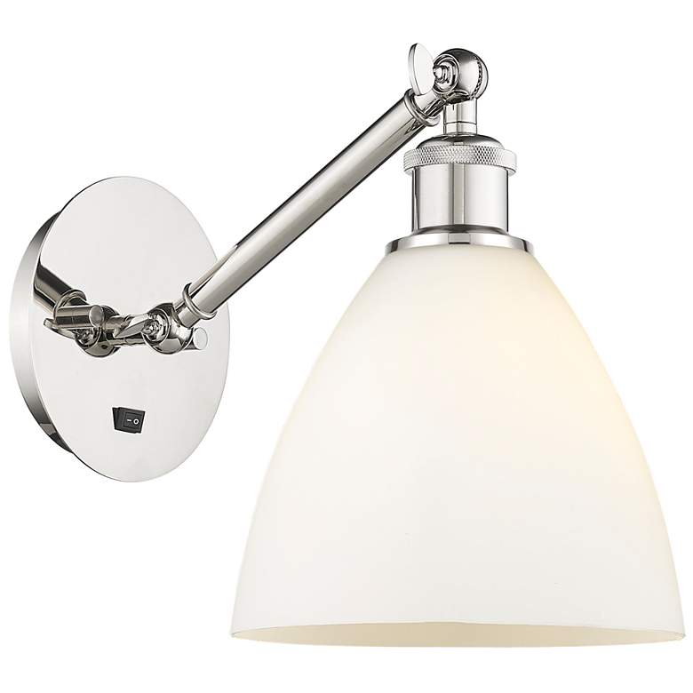 Image 1 Ballston Bristol Glass 8" LED Sconce - Nickel Finish - Matte White Sha