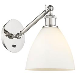 Ballston Bristol Glass 8" LED Sconce - Nickel Finish - Matte White Sha