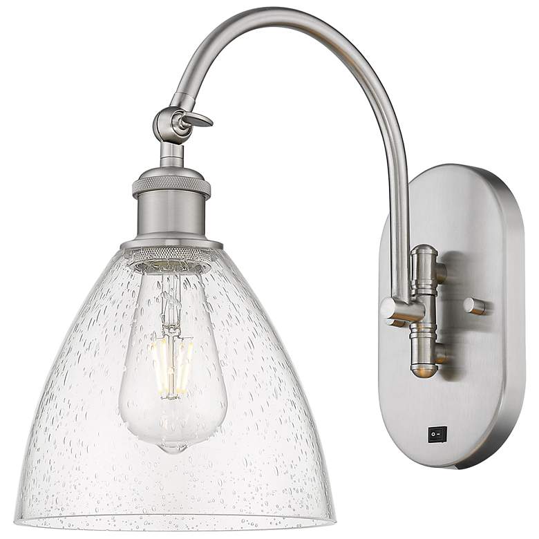 Image 1 Ballston Bristol Glass 8" LED Sconce - Nickel Finish - Seedy Shade