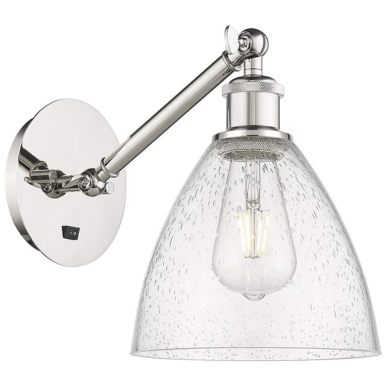 Image 1 Ballston Bristol Glass 8" LED Sconce - Nickel Finish - Seedy Shade