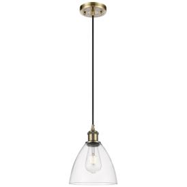 Ballston Bristol Glass 8" Mini Pendant - Antique Brass - Clear Shade Ballston Bristol Glass 8" Mini Pendant - Antique Brass - Clear Shade