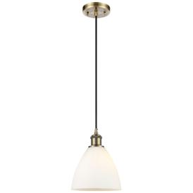 Ballston Bristol Glass 8" Mini Pendant - Antique Brass - Matte White S Ballston Bristol Glass 8" Mini Pendant - Antique Brass - Matte White S