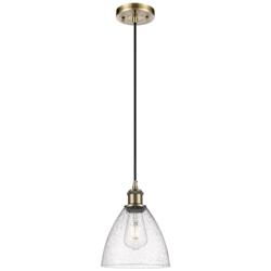 Ballston Bristol Glass 8" Mini Pendant - Antique Brass - Seedy Shade