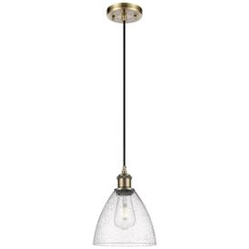 Ballston Bristol Glass 8" Mini Pendant - Antique Brass - Seedy Shade Ballston Bristol Glass 8" Mini Pendant - Antique Brass - Seedy Shade