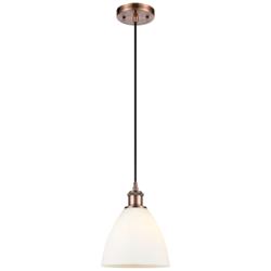 Ballston Bristol Glass 8" Mini Pendant - Antique Copper - Matte White