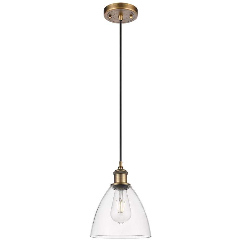 Image 1 Ballston Bristol Glass 8 inch Mini Pendant - Brushed Brass - Clear Shade