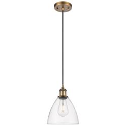 Ballston Bristol Glass 8" Mini Pendant - Brushed Brass - Clear Shade