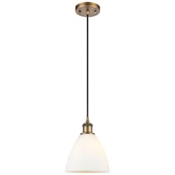 Ballston Bristol Glass 8" Mini Pendant - Brushed Brass - Matte White S