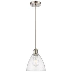 Ballston Bristol Glass 8" Mini Pendant - Brushed Satin Nickel - Seedy