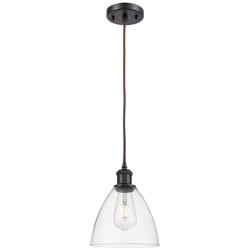 Ballston Bristol Glass 8" Mini Pendant - Oil Rubbed Bronze - Clear Sha