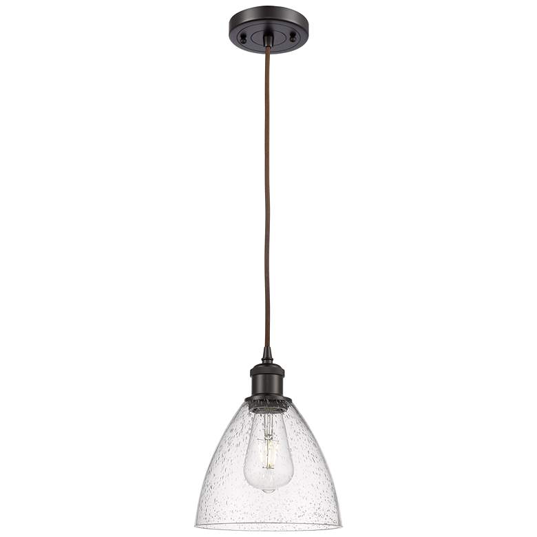 Image 1 Ballston Bristol Glass 8" Mini Pendant - Oil Rubbed Bronze - Seedy Sha