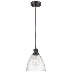 Ballston Bristol Glass 8" Mini Pendant - Oil Rubbed Bronze - Seedy Sha