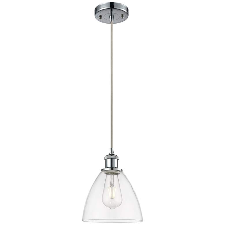 Image 1 Ballston Bristol Glass 8 inch Mini Pendant - Polished Chrome - Clear Shade