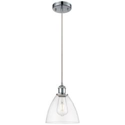 Ballston Bristol Glass 8" Mini Pendant - Polished Chrome - Clear Shade