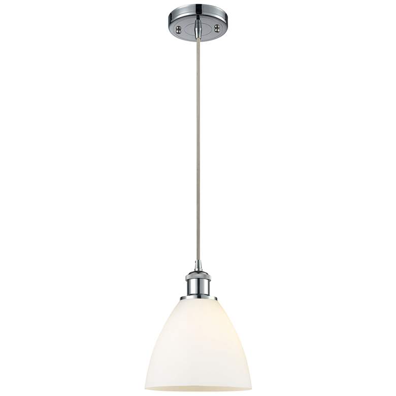 Image 1 Ballston Bristol Glass 8" Mini Pendant - Polished Chrome - Matte White