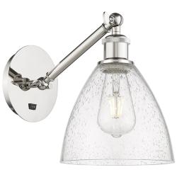 Ballston Bristol Glass 8" Polished Nickel Swing Arm Sconce W/ Seedy Sh