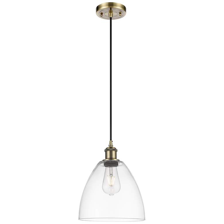 Image 1 Ballston Bristol Glass 9" LED Mini Pendant - Antique Brass - Clear Sha