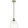 Ballston Bristol Glass 9" LED Mini Pendant - Antique Brass - Clear Sha