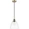 Ballston Bristol Glass 9" LED Mini Pendant - Antique Brass - Clear Sha