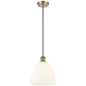 Ballston Bristol Glass 9" LED Mini Pendant - Antique Brass - Matte Whi Ballston Bristol Glass 9" LED Mini Pendant - Antique Brass - Matte Whi