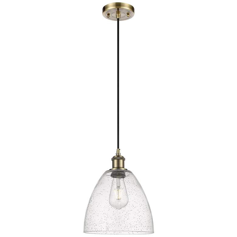 Image 1 Ballston Bristol Glass 9" LED Mini Pendant - Antique Brass - Seedy Sha