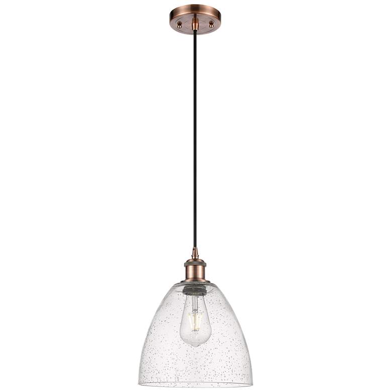 Image 1 Ballston Bristol Glass 9" LED Mini Pendant - Antique Copper - Seedy Sh